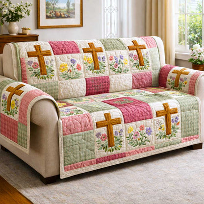 Rustic Faith Quilted Sofa Cover GFTOMA9682