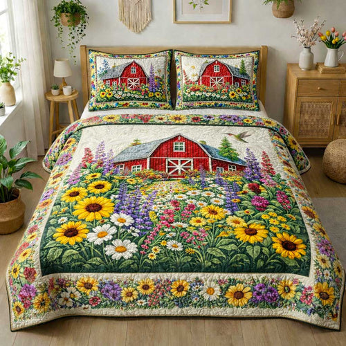 Farm Bloom 3-Piece Quilted Bedding Set GFTOMA9693