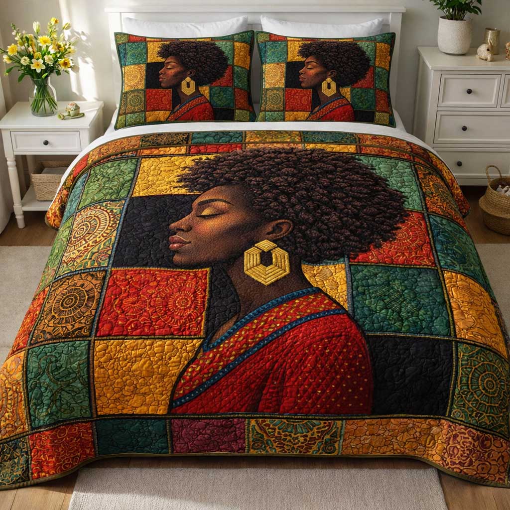 Ebony Queen 3-Piece Quilted Bedding Set GFTOMA9724