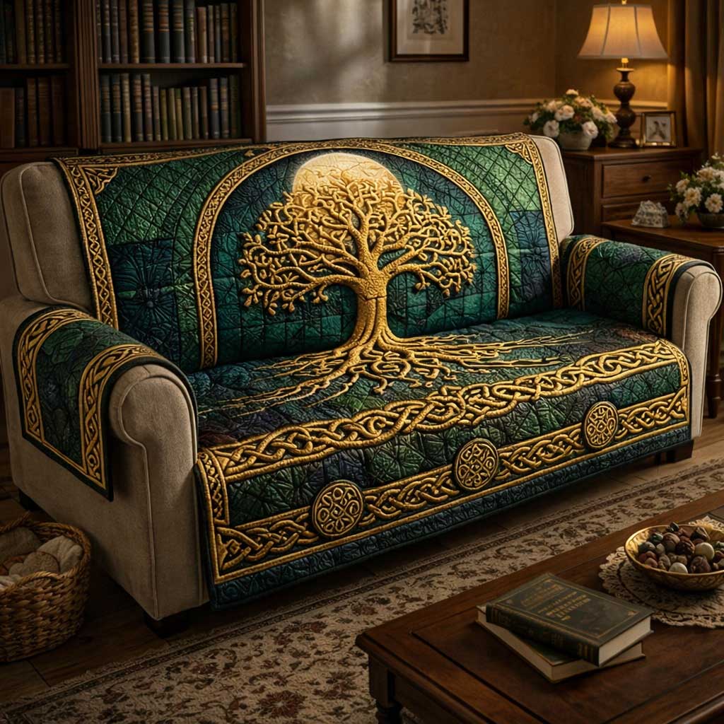 Emerald Tree Quilted Sofa Cover GFTOMA9738