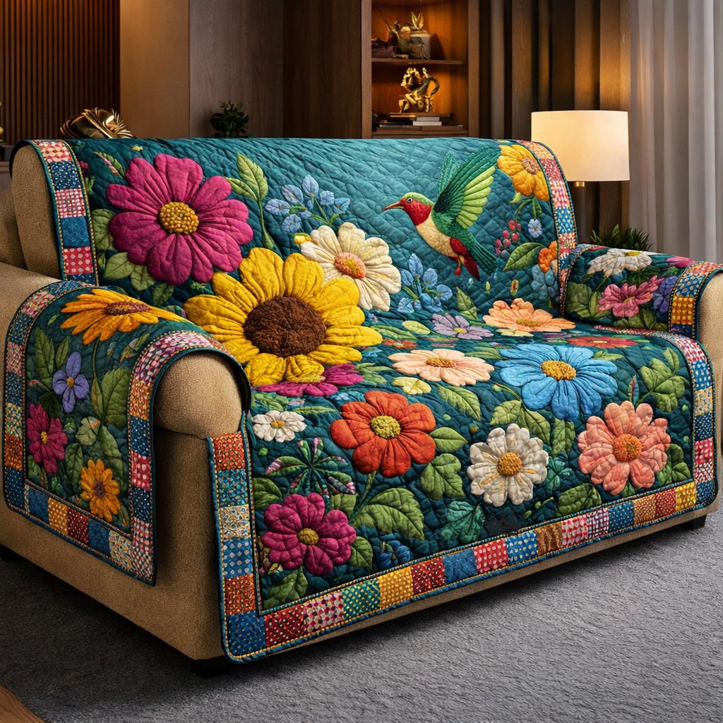 Cottage Bloom Quilted Sofa Cover GFTOMA9818