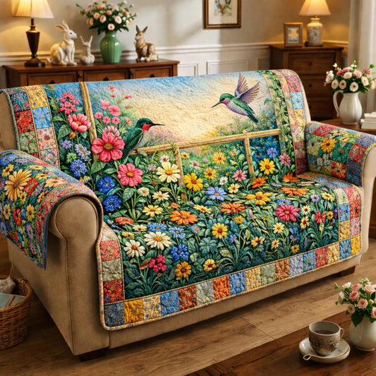 Blooming Acres Quilted Sofa Cover GFTOMA9821