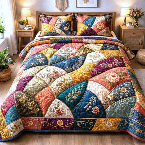 Boho Floral 3-Piece Quilted Bedding Set GFTOMA9839