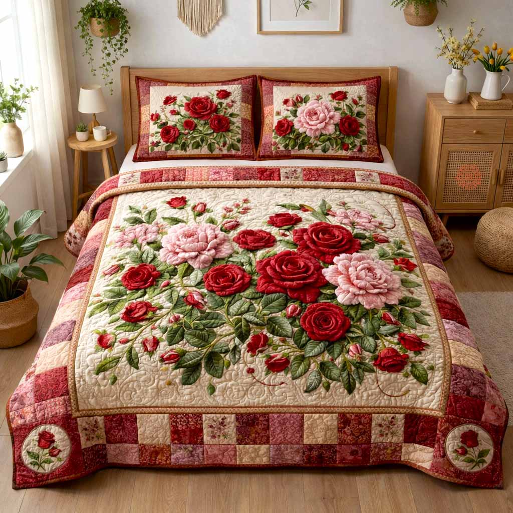 Cottage Bloom 3-Piece Quilted Bedding Set GFTOMA9883