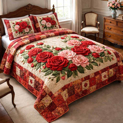 Cottage Floral 3-Piece Quilted Bedding Set GFTOMA9884