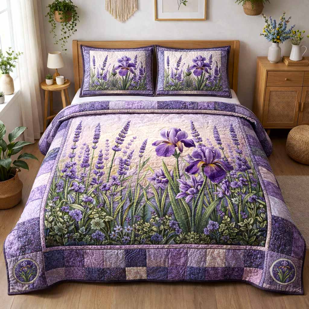 Boho Floral 3-Piece Quilted Bedding Set GFTOMA9885