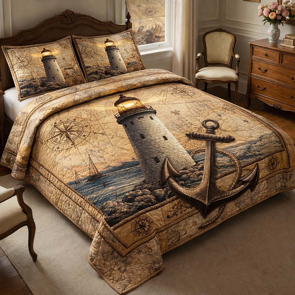 Sea Breeze 3-Piece Quilted Bedding Set GFTOMA9940