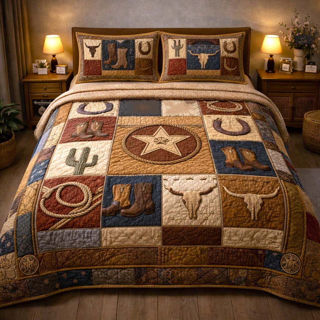Heritage Patch 3-Piece Quilted Bedding Set GFTOMA9997