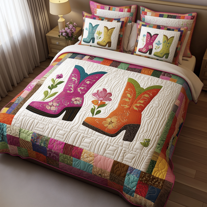 Elegant Cowboy Boot 3-Piece Quilted Bedding Set GFTONL1176