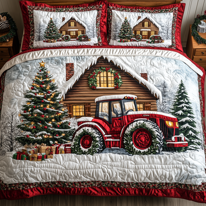 Peaceful Snowy Farmhouse 3-Piece Quilted Bedding Set GFTONL1371