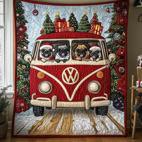 Happy Holiday Pugs Quilted Blanket GFTONL1448
