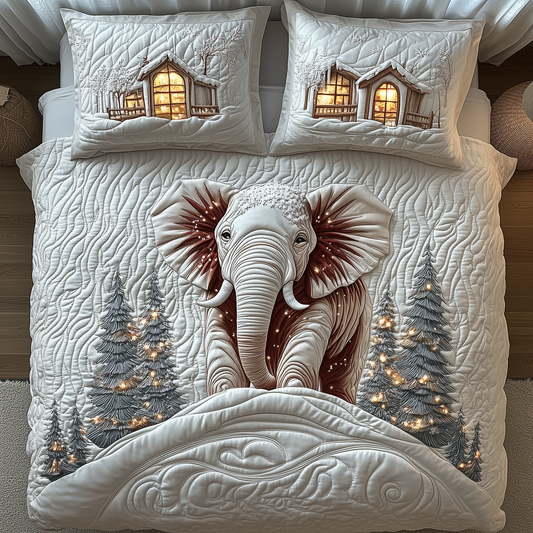 Winter Elephant 3-Piece Quilted Bedding Set GFTONL1543