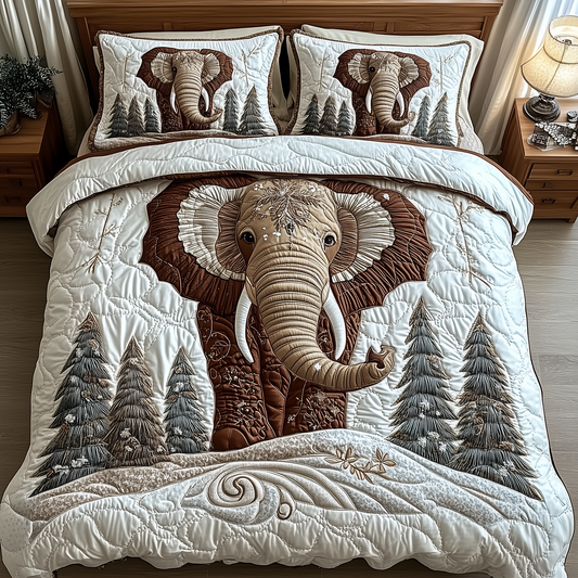 Winter Elephant 3-Piece Quilted Bedding Set GFTONL1544