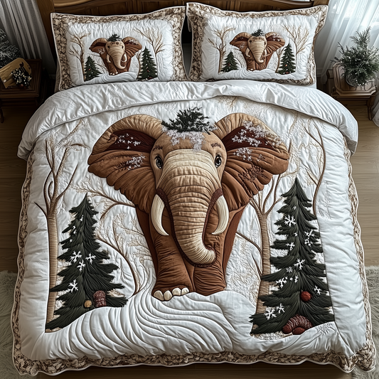 Winter Elephant 3-Piece Quilted Bedding Set GFTONL1548
