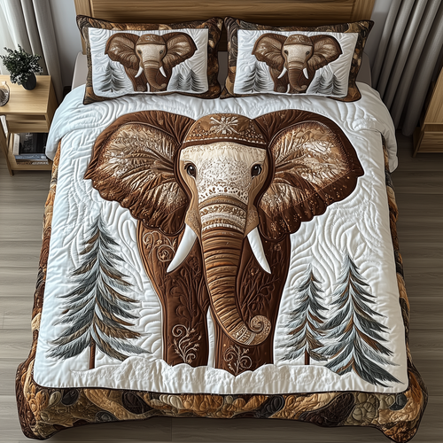 Winter Elephant 3-Piece Quilted Bedding Set GFTONL1550