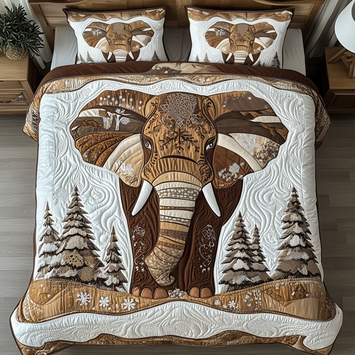 Winter Elephant 3-Piece Quilted Bedding Set GFTONL1551