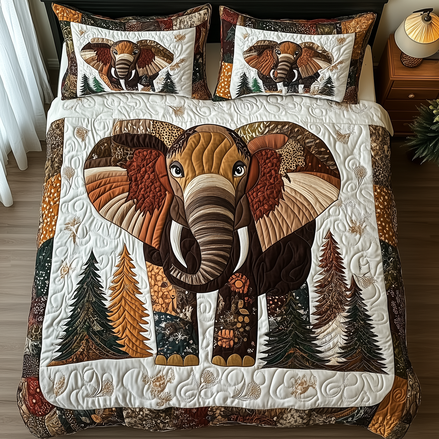 Winter Elephant 3-Piece Quilted Bedding Set GFTONL1553