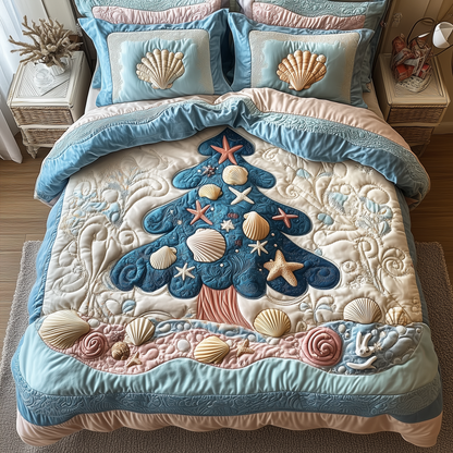 Costal Christmas Tree 3-Piece Quilted Bedding Set GFTONL1565
