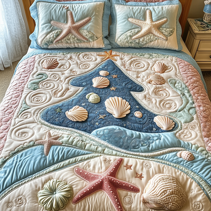 Costal Christmas Tree 3-Piece Quilted Bedding Set GFTONL1567