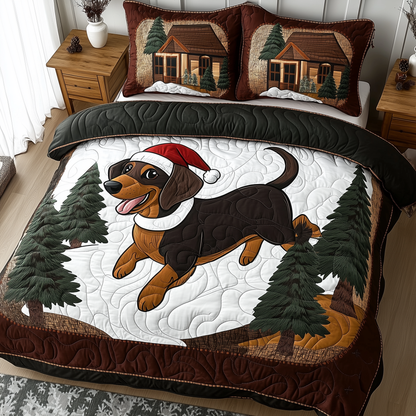 Joyful Dachshund 3-Piece Quilted Bedding Set GFTONL1572
