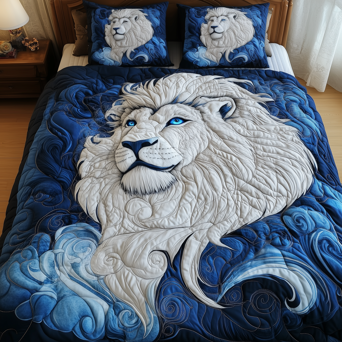 Blue Swirl Lion King 3-Piece Quilted Bedding Set GFTONL1583