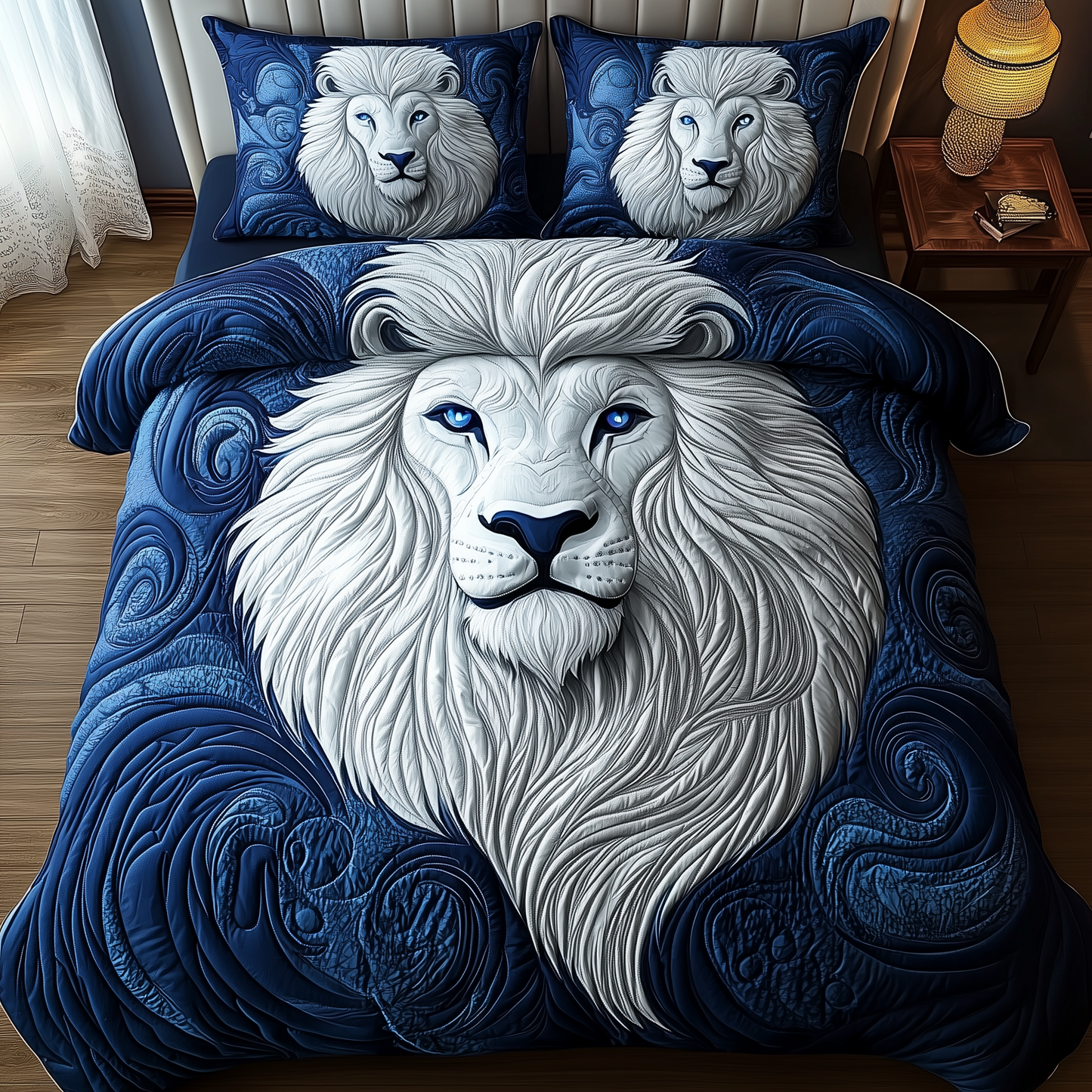 Blue Swirl Lion King 3-Piece Quilted Bedding Set GFTONL1585