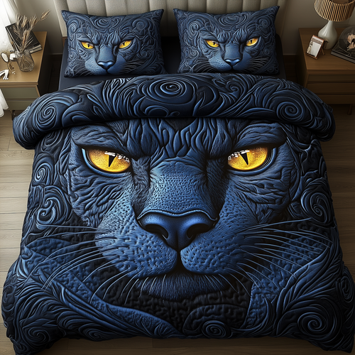 Blue Panther 3-Piece Quilted Bedding Set GFTONL1587