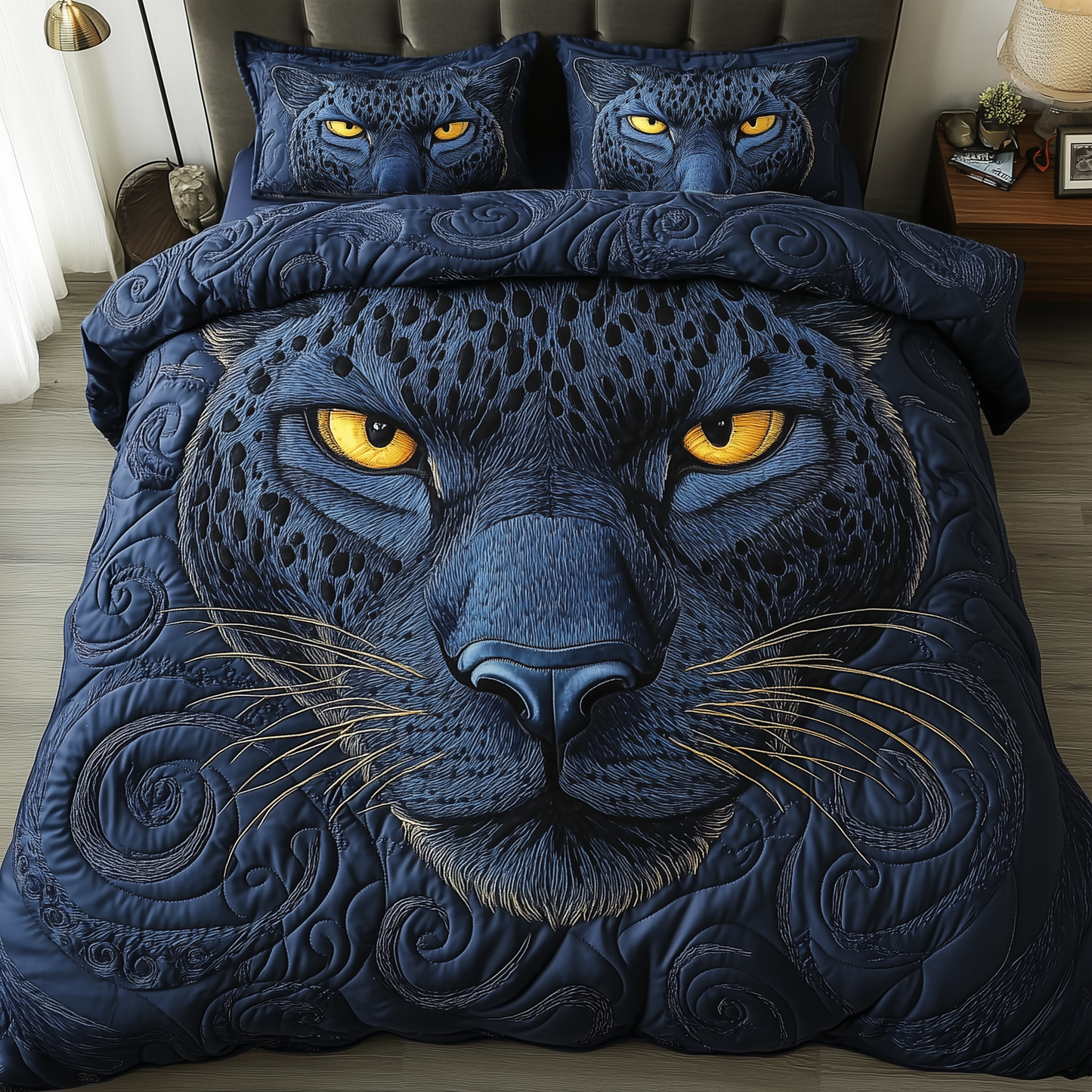 Blue Panther 3-Piece Quilted Bedding Set GFTONL1590
