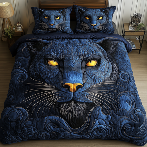 Blue Panther 3-Piece Quilted Bedding Set GFTONL1591
