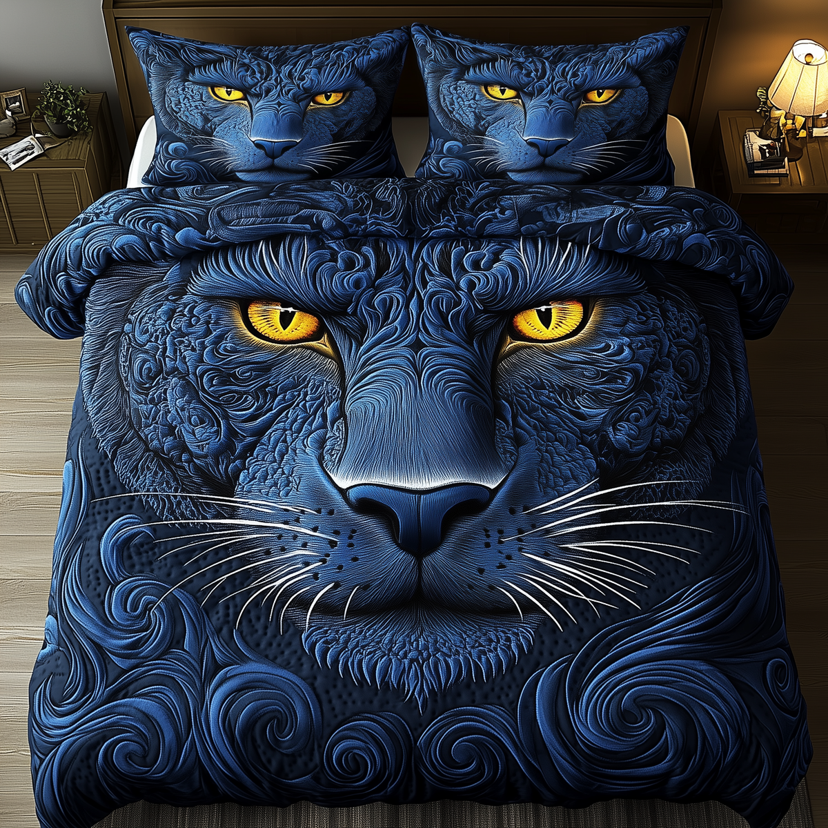 Blue Panther 3-Piece Quilted Bedding Set GFTONL1592