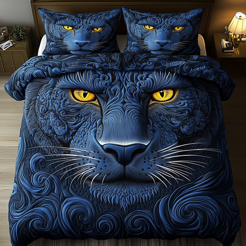 Blue Panther 3-Piece Quilted Bedding Set GFTONL1592