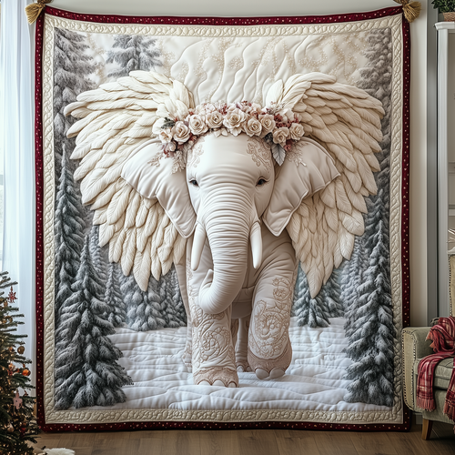 Charming White Elephant Quilted Blanket GFTONL1593