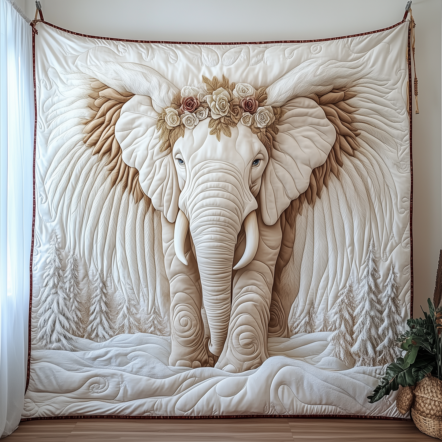 Charming White Elephant Quilted Blanket GFTONL1594