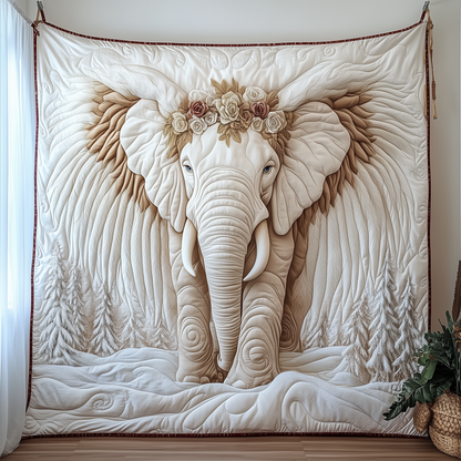 Charming White Elephant Quilted Blanket GFTONL1594