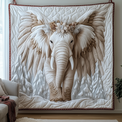 Charming White Elephant Quilted Blanket GFTONL1595