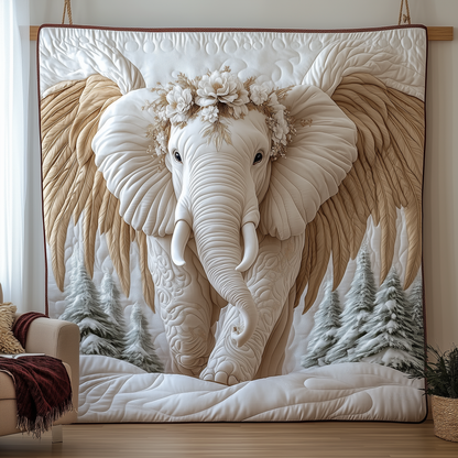 Charming White Elephant Quilted Blanket GFTONL1596