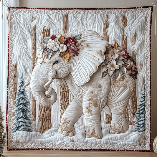 Charming White Elephant Quilted Blanket GFTONL1599