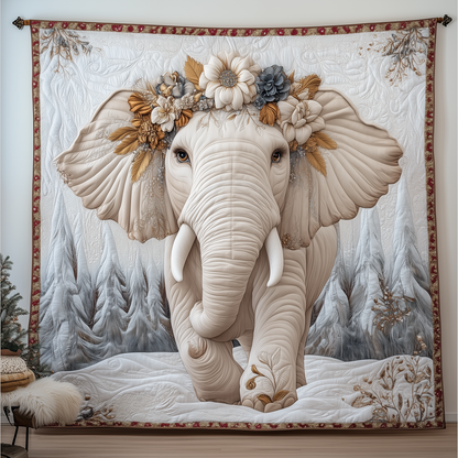 Charming White Elephant Quilted Blanket GFTONL1601