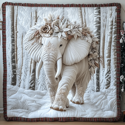 Charming White Elephant Quilted Blanket GFTONL1604