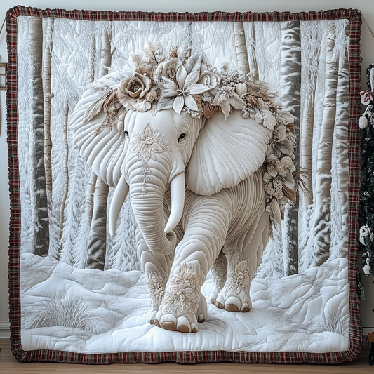 Charming White Elephant Quilted Blanket GFTONL1604