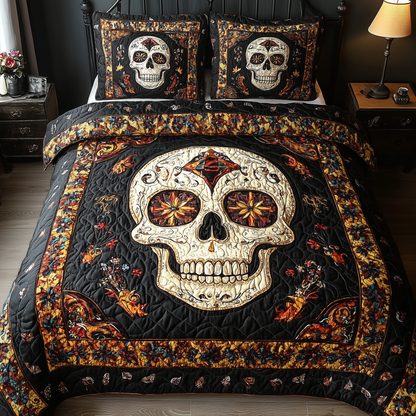 Vintage Bold Skull 3-Piece Quilted Bedding Set GFTONL1607