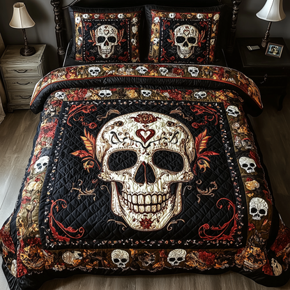 Vintage Bold Skull 3-Piece Quilted Bedding Set GFTONL1608