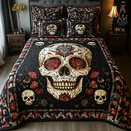 Vintage Bold Skull 3-Piece Quilted Bedding Set GFTONL1611