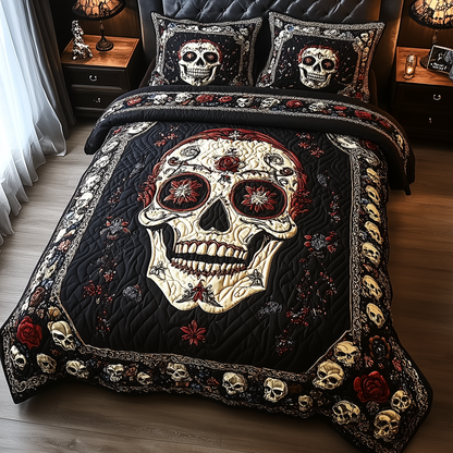 Vintage Bold Skull 3-Piece Quilted Bedding Set GFTONL1622