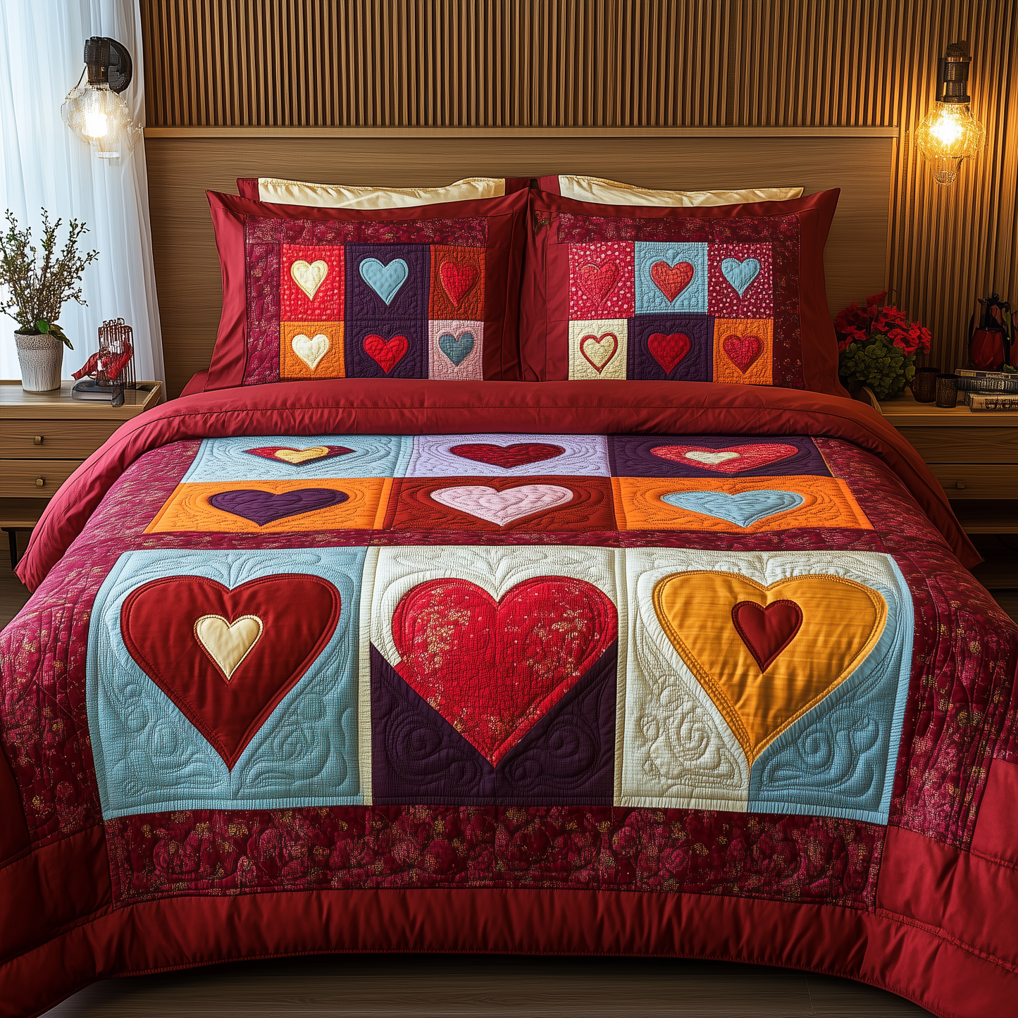 Heart By Heart 3-Piece Quilted Bedding Set GFTONL1673