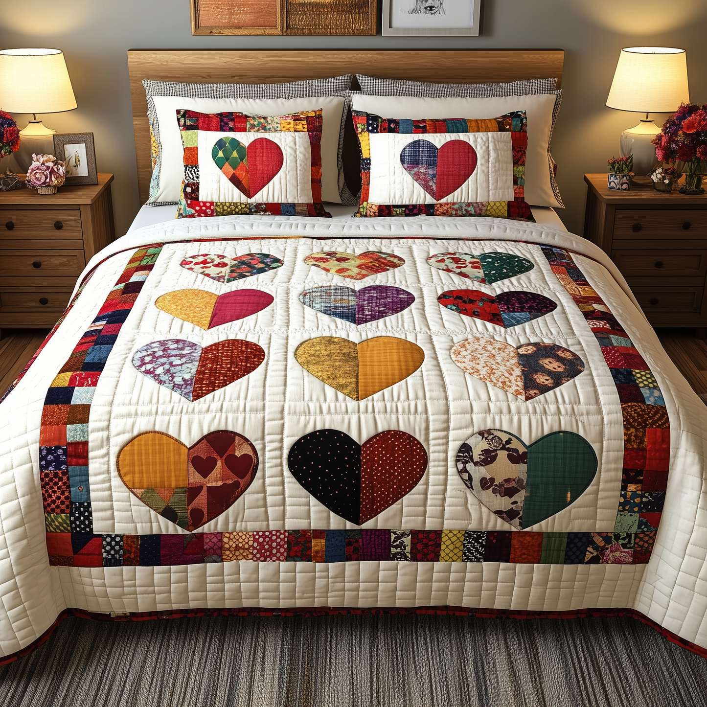 Heart By Heart 3-Piece Quilted Bedding Set GFTONL1681