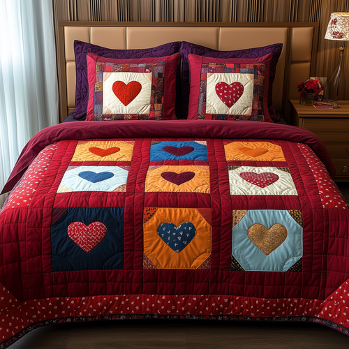 Heart By Heart 3-Piece Quilted Bedding Set GFTONL1683
