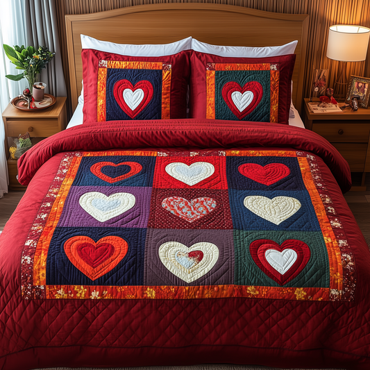 Heart By Heart 3-Piece Quilted Bedding Set GFTONL1684