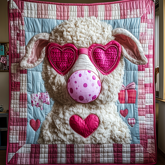 Adorable Sheep Gift For Her Quilted Blanket GFTONL1701