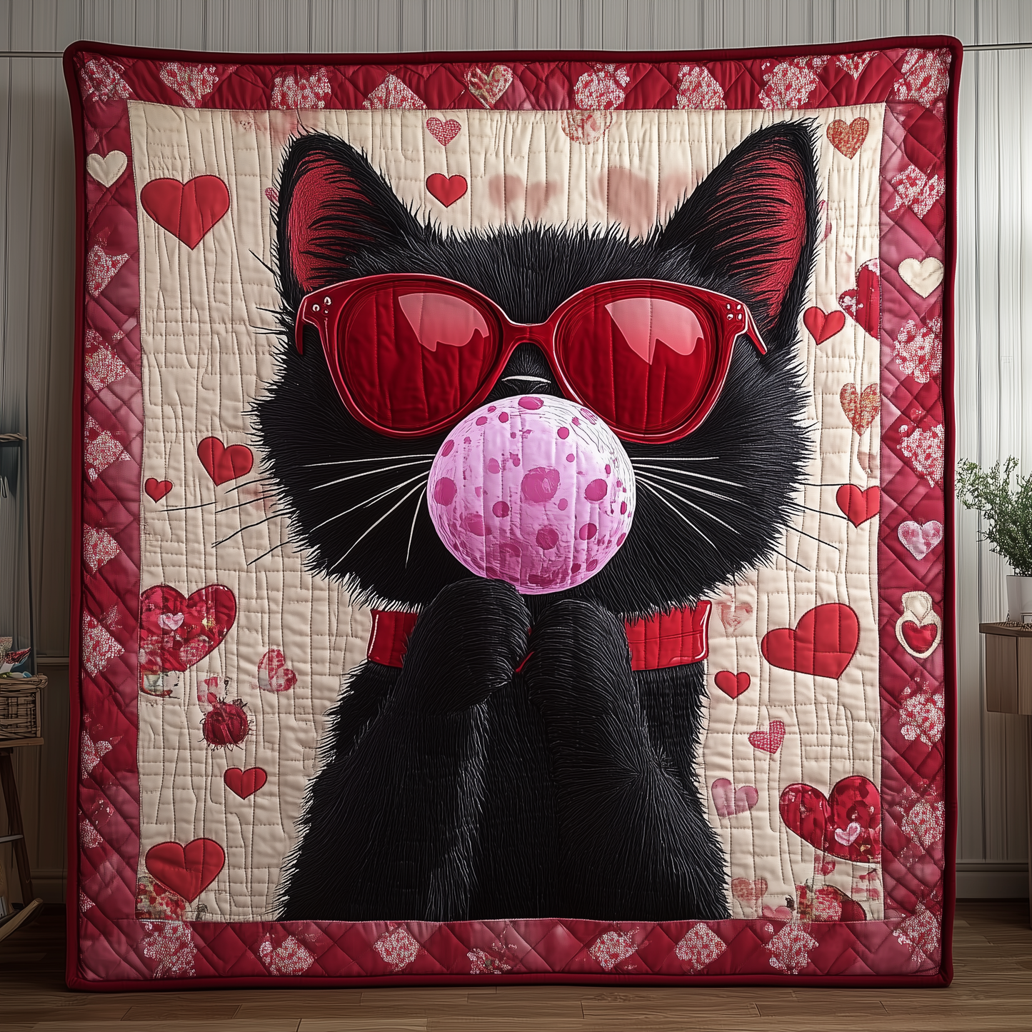 Sweet Cat Gift For Her Quilted Blanket GFTONL1705